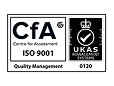 CfA Cert Logo Mono UKAS ISO 9001 1